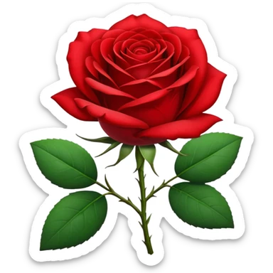 A single red rose with green leaves sticker