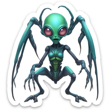 a insectoid alien woman full body sticker