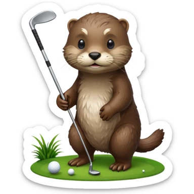 Cute Otter golfing sticker