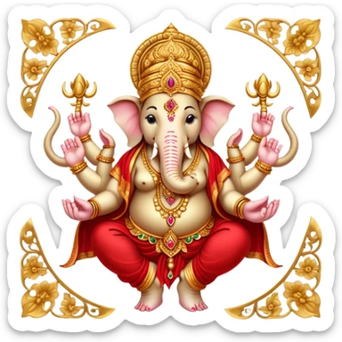Hindu god Ganesha with elephant head and multiple arms sticker
