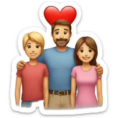 Heart and mom and dad and kids sticker