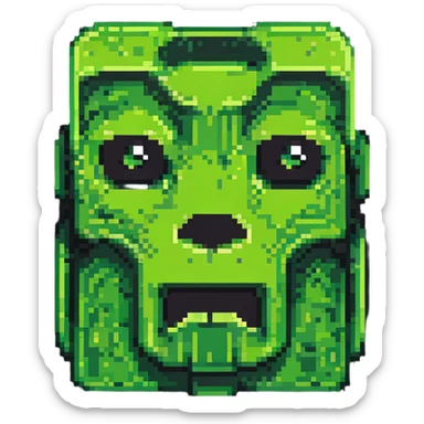 maximum blocky ultra-abstract pixel art Minecraft creeper face emoji with only 2-4 large square pixels sticker