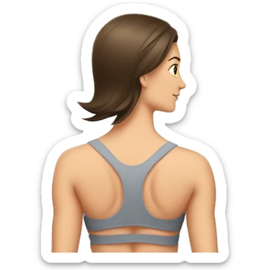 Woman back muscles, fit Caucasian woman, brunette sticker