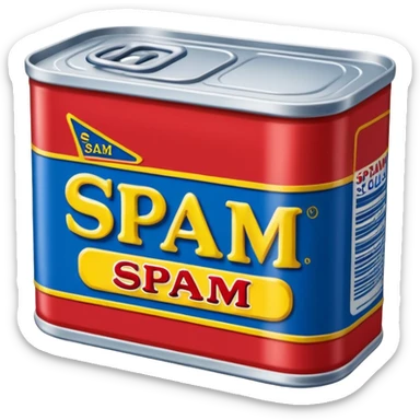 A can of classic “SPAM” (rectangular shaped can like the way spam is shaped) can you increase the red and blue colors here— more blue sticker
