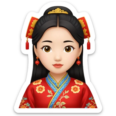 Asian girl wearing traditional Chinese clothes sticker