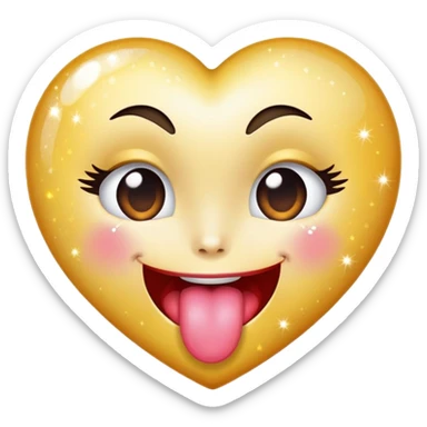 Sparkly heart tongue out winking left eye wmoji sticker