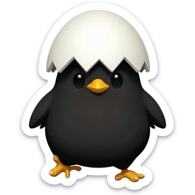 black chick with a white egg shell on the head (calimero) sticker