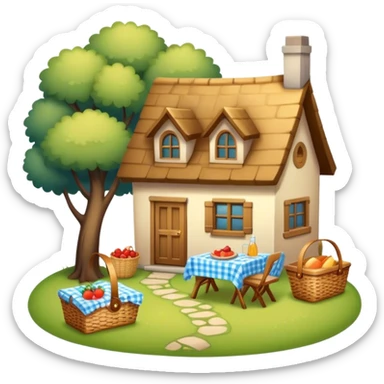 Cozy cottage Picnic basket sticker