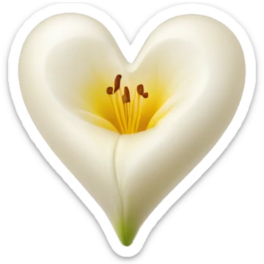 Heart with lily inside in ecru sticker