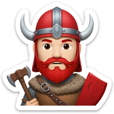 Viking avec une hache et un casque rouge  sticker
