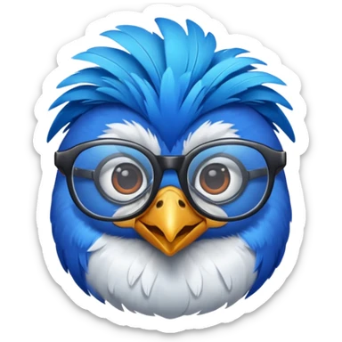 Blue bird with glasses  sticker