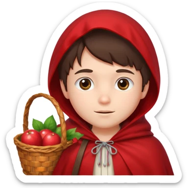 brunete boy little red riding hood sticker