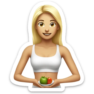 A perfect girl eating healthy in a yoga set sticker