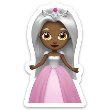 glimda from wicked, long straight hair, silver crown and pink gown sticker