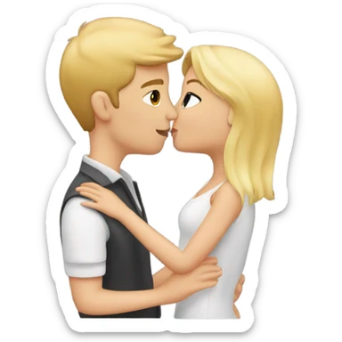 Burnett girl kissing a blond guy sticker