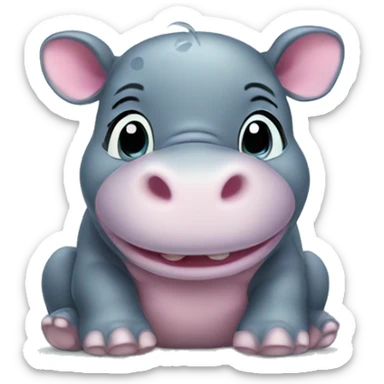 a happy baby hippo sticker