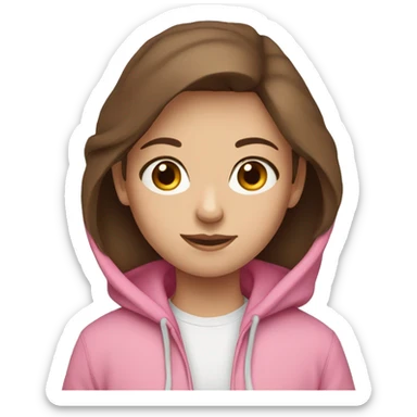 Brown hair blue eyes girl wearing pink hoodie sticker