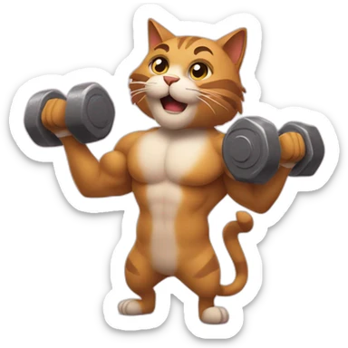 Strong Cat lifting dumbbell  sticker