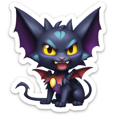 Cool Cute Edgy Chibi Bat-Cat-Noivern-Noibat-Litten-Pokémon-Fakémon-hybrid sticker