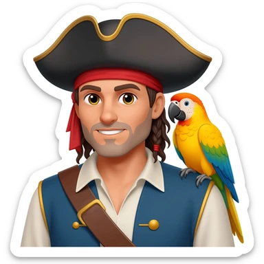 pirate and parrot sticker
