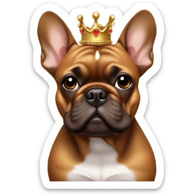 brown frenchie with  crown sticker