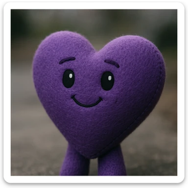 purple heart, fuzzy texture, no text sticker