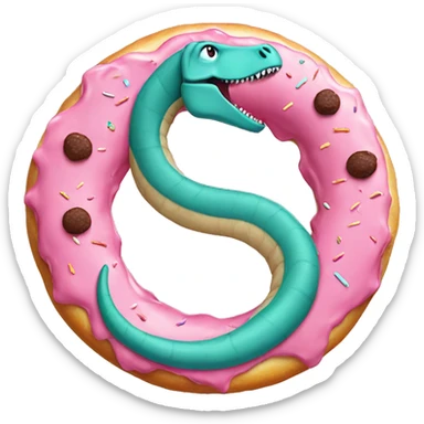 Long neck Dinosaur in a doughnut ring  sticker