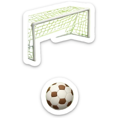 A football resting on the green grass of a soccer field, with goalposts and field markings in the background. The scene highlights the ball's position at the center of the action, emphasizing the competitive atmosphere and readiness for play. sticker