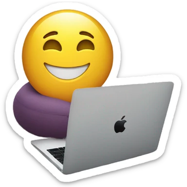 Working on a mac book sitting on a bean bag sticker