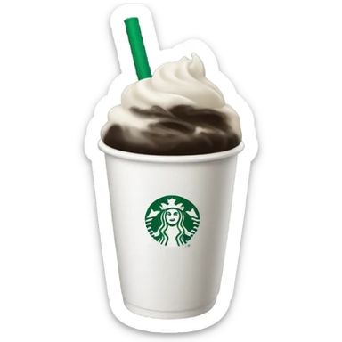 white starbucks with black cream sticker