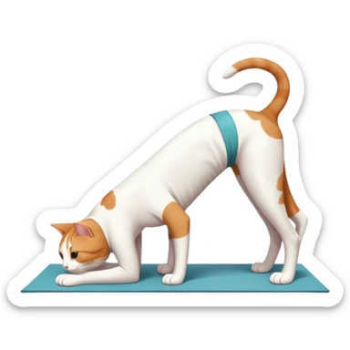 cat in downward dog yoga pose, triangle pose with raised hips sticker