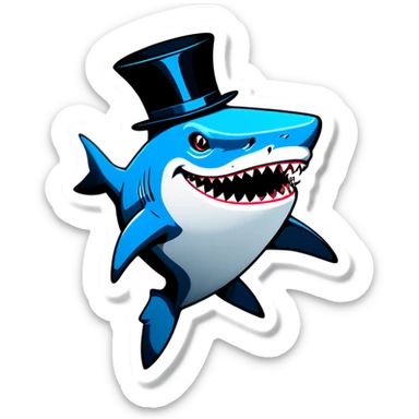 Shark with a top hat sticker