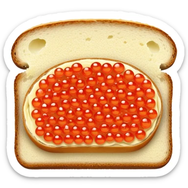 Slice of bread with butter and red caviar sticker