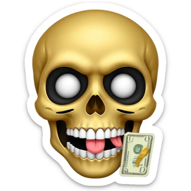 Money Skull Emoji Tongue Black and White Face sticker