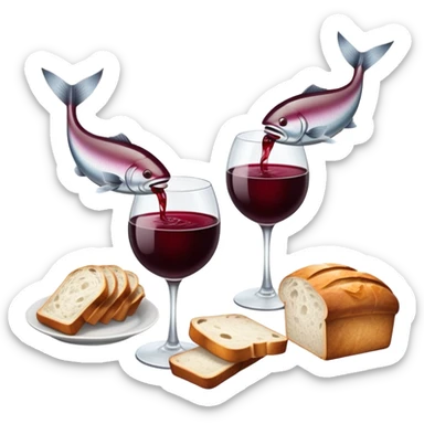 2 glasses of wine, 2 fishes and 5 loaves and make it chic sticker