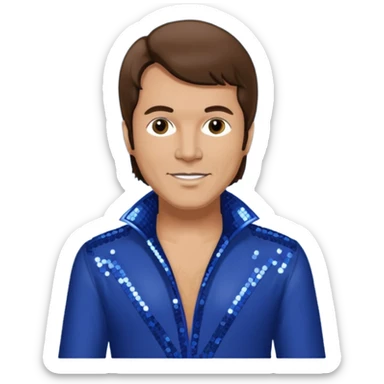 Harry Wayne Casey aka KC, Funk Singer (b.1951) from KC and the Sunshine Band with medium brown hair, indigo sequin disco outfit sticker