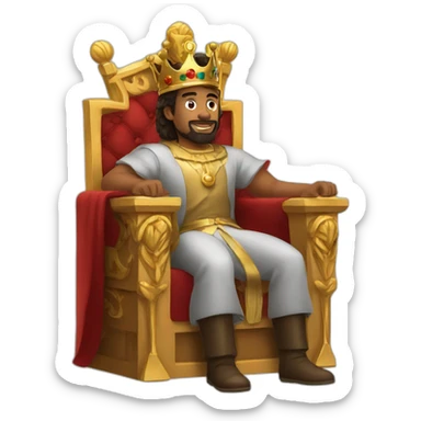 king sitting on a throne sticker