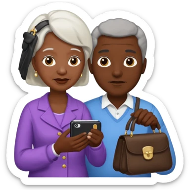 A black man taking an old white lady’s purse sticker