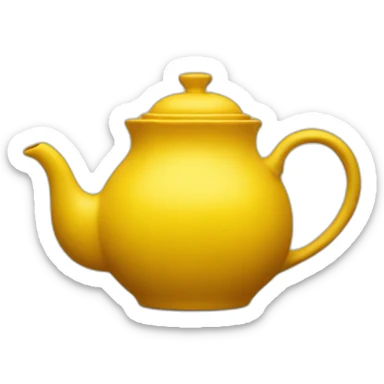 A yellow teapot with burnt bottom sticker