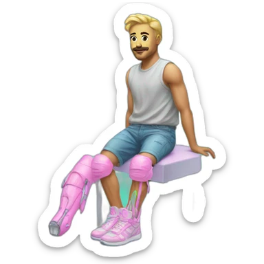 Vaporwave person with prosthetic leg  sticker