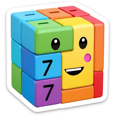 Rainbow square shaped character with a means it's numberblocks seven sticker