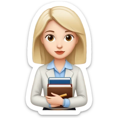 women working in library carrying books media secretary at a school  sticker