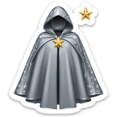 a fantasy  magic, silver color with star pattern cloak sticker