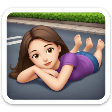 A girl laying on the street sticker