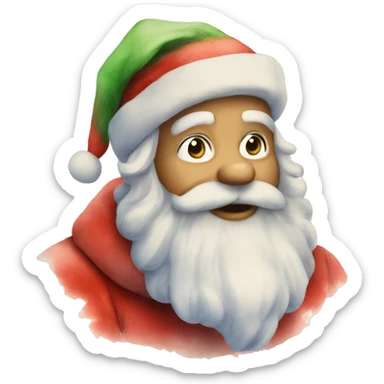 A watercolor Santa Claus sticker