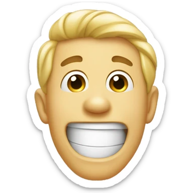 smiling shyly laughing with his hand in front of his mouth sticker