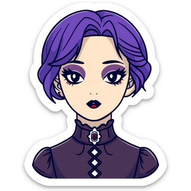 gothic femboy with makeup, choker, and dark victorian clothes sticker