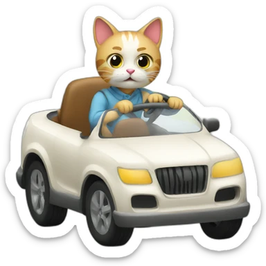 Simple cat driving car sticker