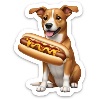 Dog with a hotdog sticker