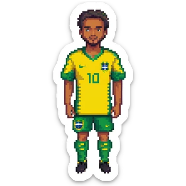 man wearing Brazilian soccer jersey, yellow and green colors sticker